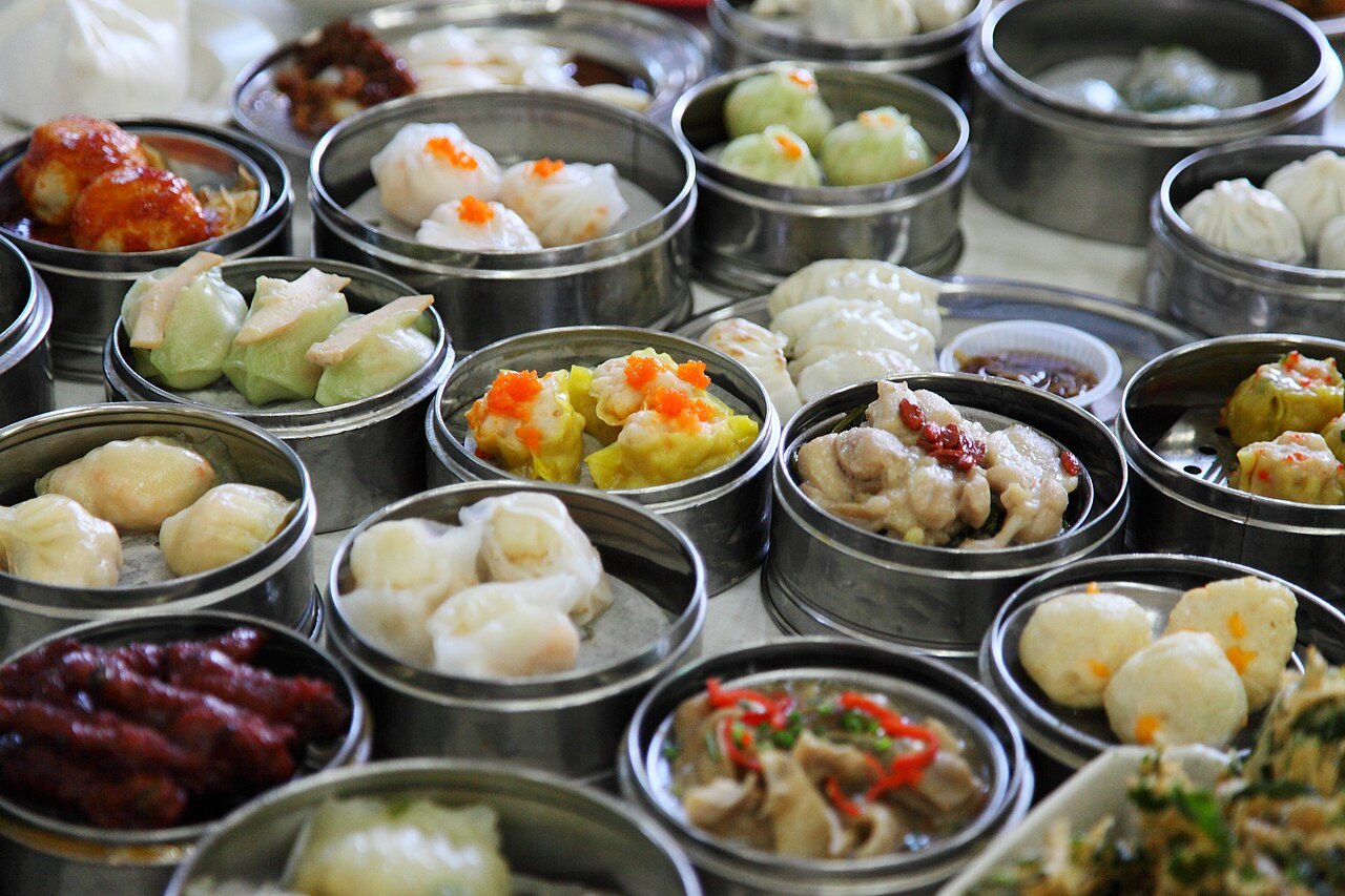 Dim sum dishes at a shared table — serving inspiration